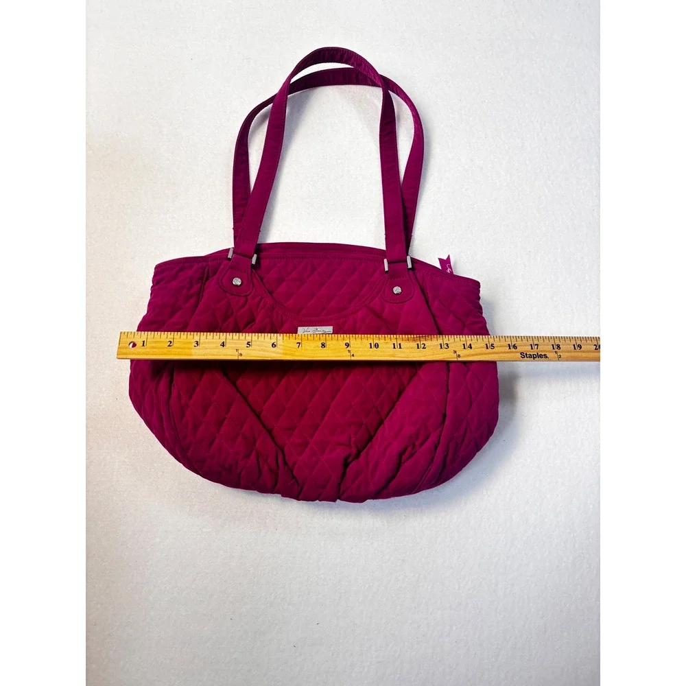 Vera Bradley Quilted Microfiber Tote Bag Magenta Berry Pink Pocketbook Purse